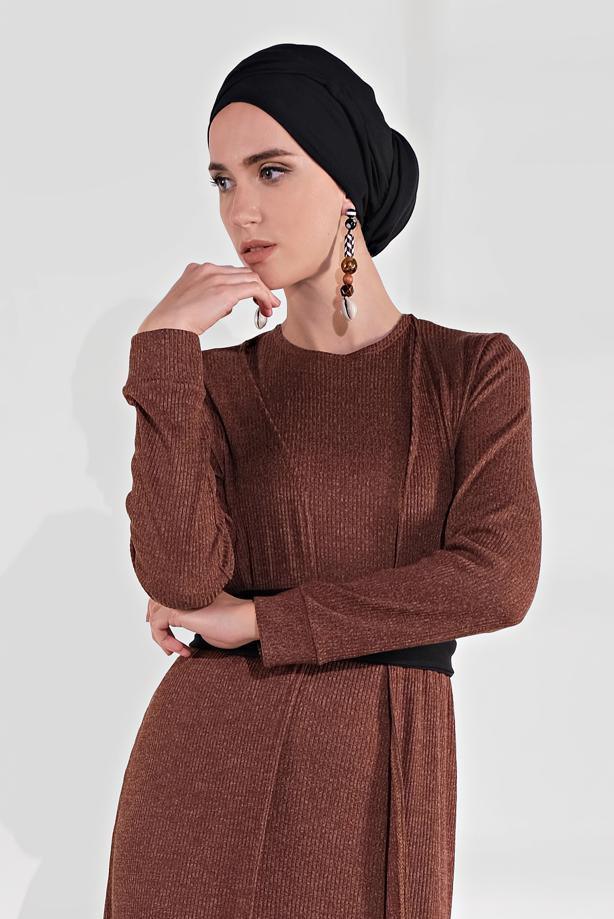 Vêtements hijab BRUN TAILLEUR AVEC CEINTURE 3705  - TRENDTESETTÜR