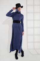 Hijab clothing NAVY BLUE BELTED DRESS SUIT 3705 