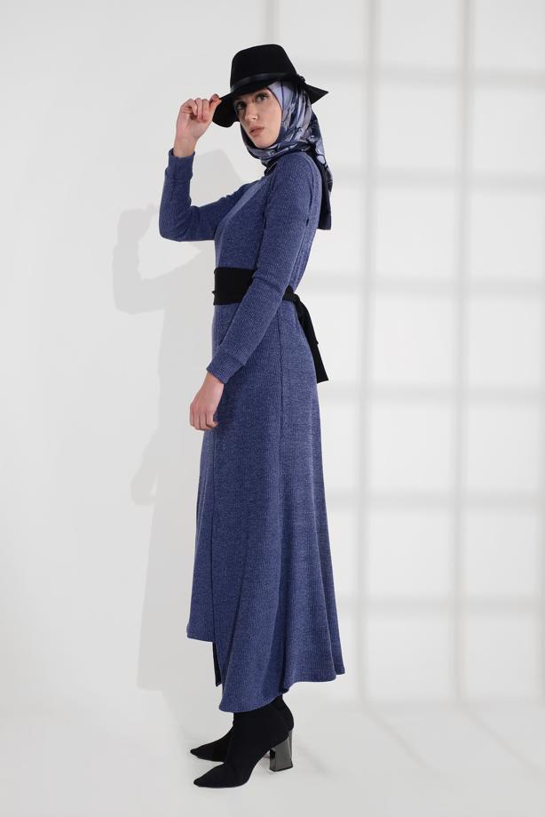 Vêtements hijab BLEU MARINE TAILLEUR AVEC CEINTURE 3705  - TRENDTESETTÜR