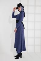 Hijab clothing NAVY BLUE BELTED DRESS SUIT 3705 