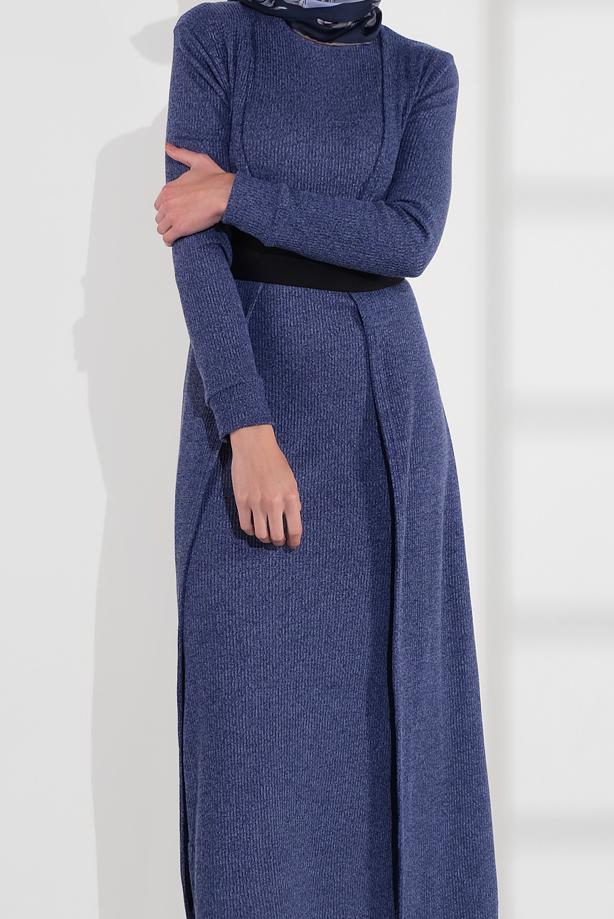 Vêtements hijab BLEU MARINE TAILLEUR AVEC CEINTURE 3705  - TRENDTESETTÜR