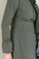 Tesettür giyim HAKİ VOLANLI PAMUKLU ELBİSE 4568