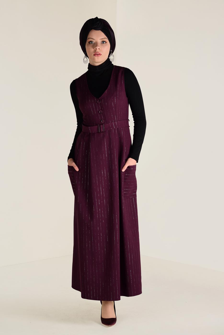 Tesettür giyim MÜRDÜM İKİLİ SALOPET ELBİSE 4572 