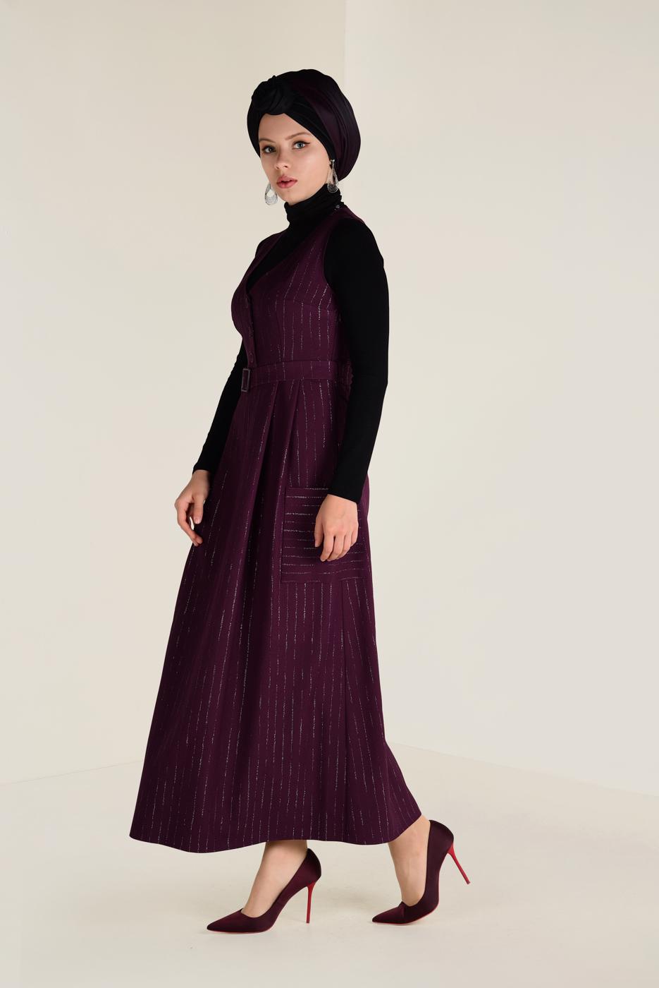 Tesettür giyim MÜRDÜM İKİLİ SALOPET ELBİSE 4572 