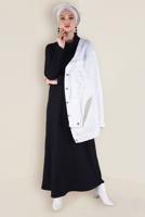 Tesettür giyim LACİVERT BOĞAZLI TRİKO ELBİSE 4677