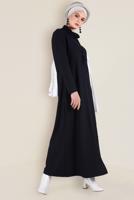 Tesettür giyim LACİVERT BOĞAZLI TRİKO ELBİSE 4677