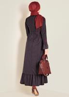 Tesettür giyim SİYAH BAĞCIKLI NAKIŞLI ELBİSE 4680