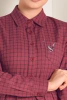 Tesettür giyim KIRMIZI EKOSE DESENLİ KUŞAKLI ELBİSE 4681 