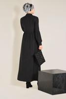 Tesettür giyim SİYAH DÜĞMELİ ELBİSE 4745 