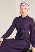 Tesettür giyim MOR DÜĞMELİ ELBİSE 4745 