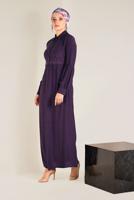 Tesettür giyim MOR DÜĞMELİ ELBİSE 4745 