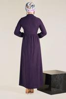 Tesettür giyim MOR DÜĞMELİ ELBİSE 4745 
