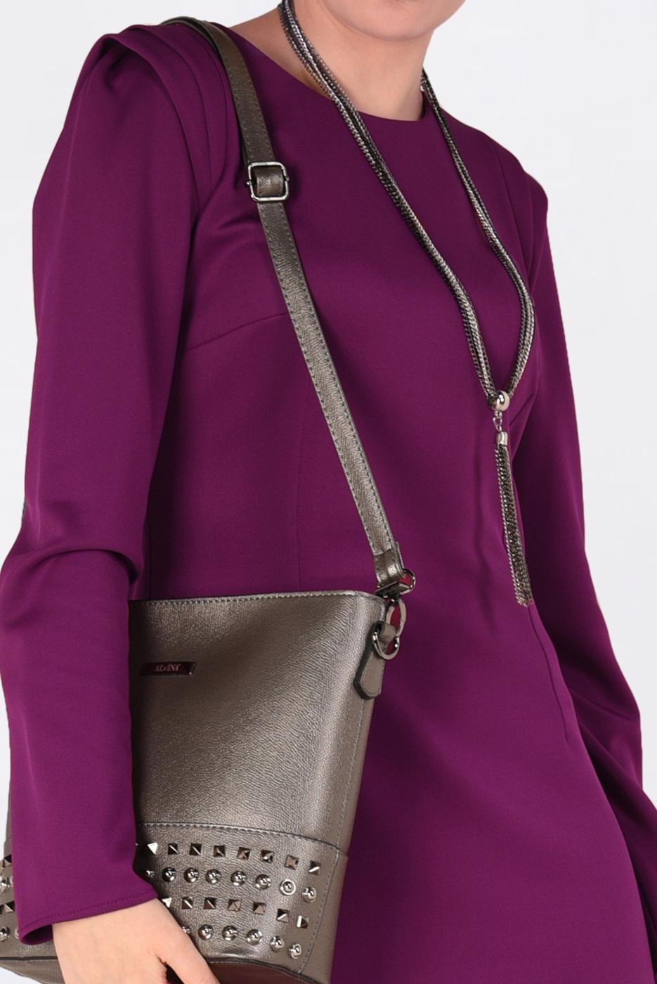 Tesettür giyim MOR DÜZ KESİM DALGIÇ KUMAŞ ELBİSE  4785