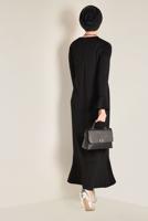 Tesettür giyim SİYAH KOLLARI VE ETEK UCU VOLANLI ELBİSE 4805