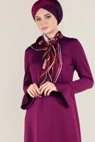 Tesettür giyim MOR KOLLARI VE ETEK UCU VOLANLI ELBİSE 4805