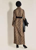 Tesettür giyim KAHVE DESENLİ ELBİSE 4812 