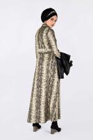 Tesettür giyim KAHVE YILAN DERİSİ DESENLİ ELBİSE 4813