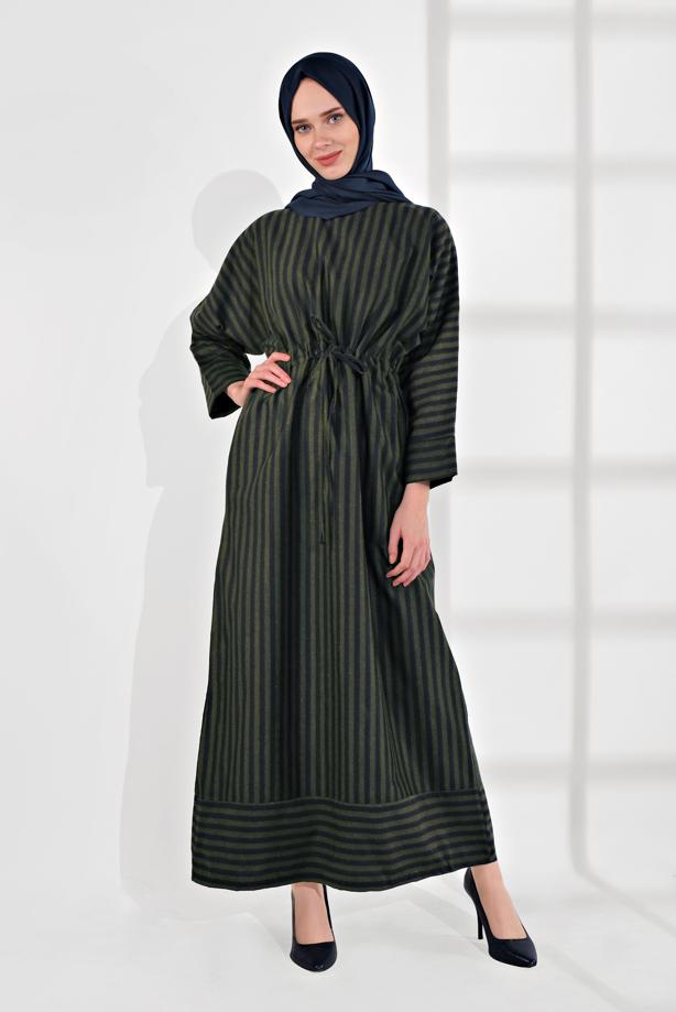 Vêtements hijab  SMOCKED-WAIST STRIPPED DRESS 5904  - TRENDTESETTÜR