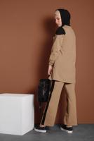 Tesettür giyim KAHVE NAKIŞLI PÜSKÜL DETAYLI  2′Lİ PANTOLON TAKIM  9655