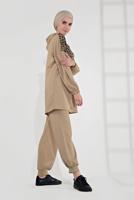 Hijab clothing BEIGE ANIMAL PRINT TRACKSUIT 9855