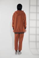 Tesettür giyim TABA KAPÜŞONLU SİMLİ 2′Lİ EŞOFMAN TAKIM 135 