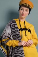 Tesettür giyim SARI YAZI DETAYLI EŞOFMAN TUNİK 277