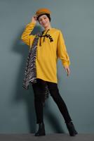 Tesettür giyim SARI YAZI DETAYLI EŞOFMAN TUNİK 277