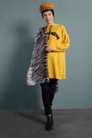 Tesettür giyim SARI YAZI DETAYLI EŞOFMAN TUNİK 277