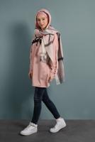 Tesettür giyim PUDRA YAZI DETAYLI EŞOFMAN TUNİK 277