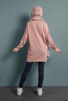 Tesettür giyim PUDRA YAZI DETAYLI EŞOFMAN TUNİK 277