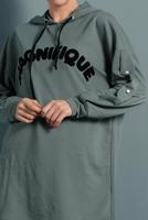 Tesettür giyim YEŞİL YAZI DETAYLI EŞOFMAN TUNİK 277