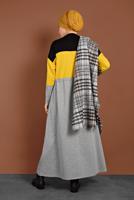 Tesettür giyim SARI BELDEN BÜZGÜLÜ EŞOFMAN ELBİSE 287