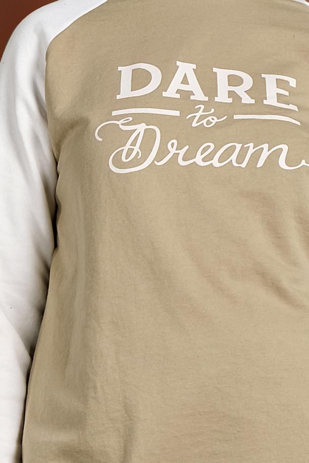 Hijab clothing BEIGE SPORT SUIT WITH TEXT 347  - TRENDTESETTÜR