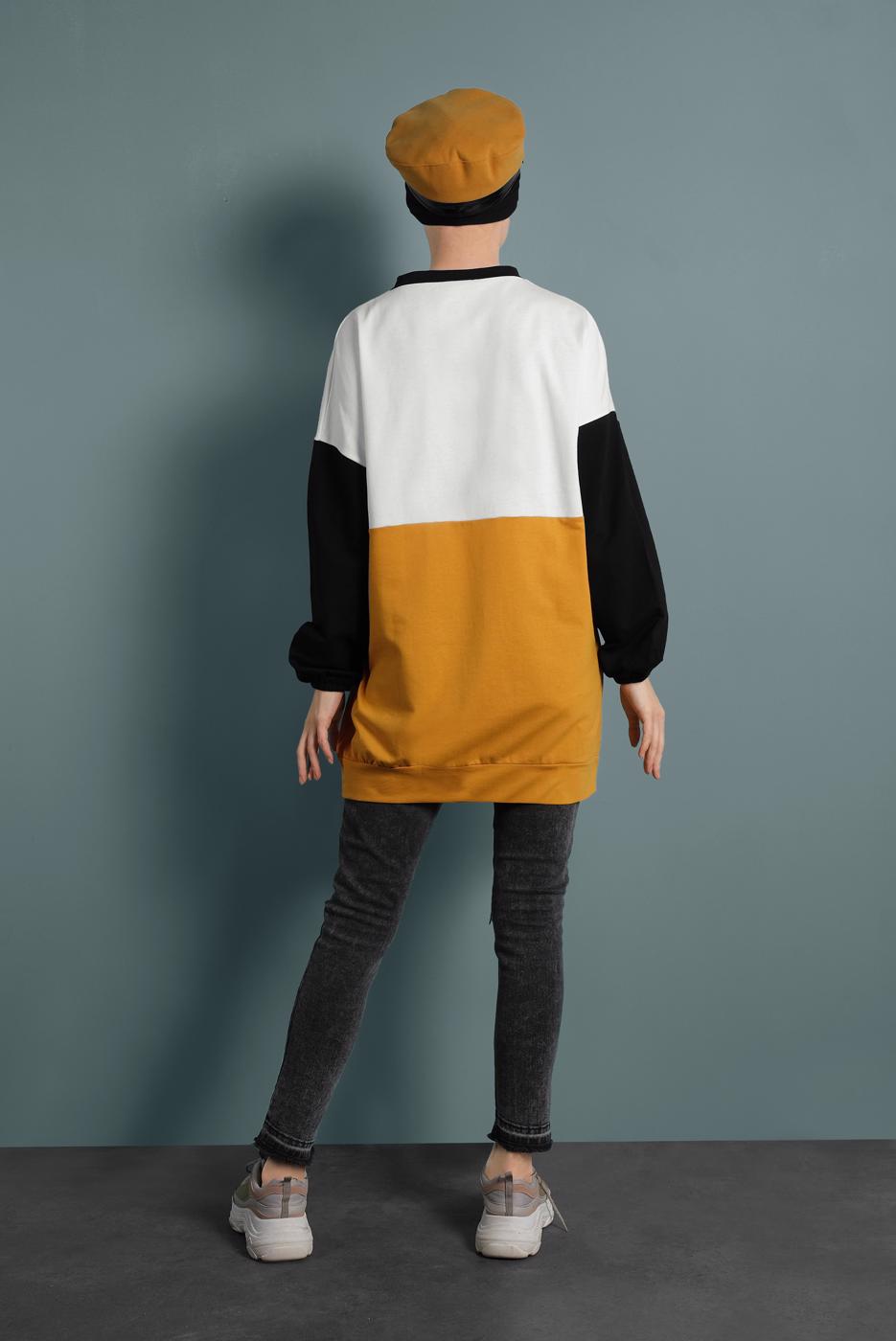 Tesettür giyim TURUNCU FERMUARLI EŞOFMAN TUNİK 737