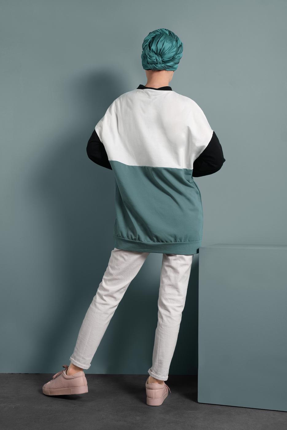 Vêtements hijab VERT TUNIQUE EN SPORT À ZIPPÉ 737 