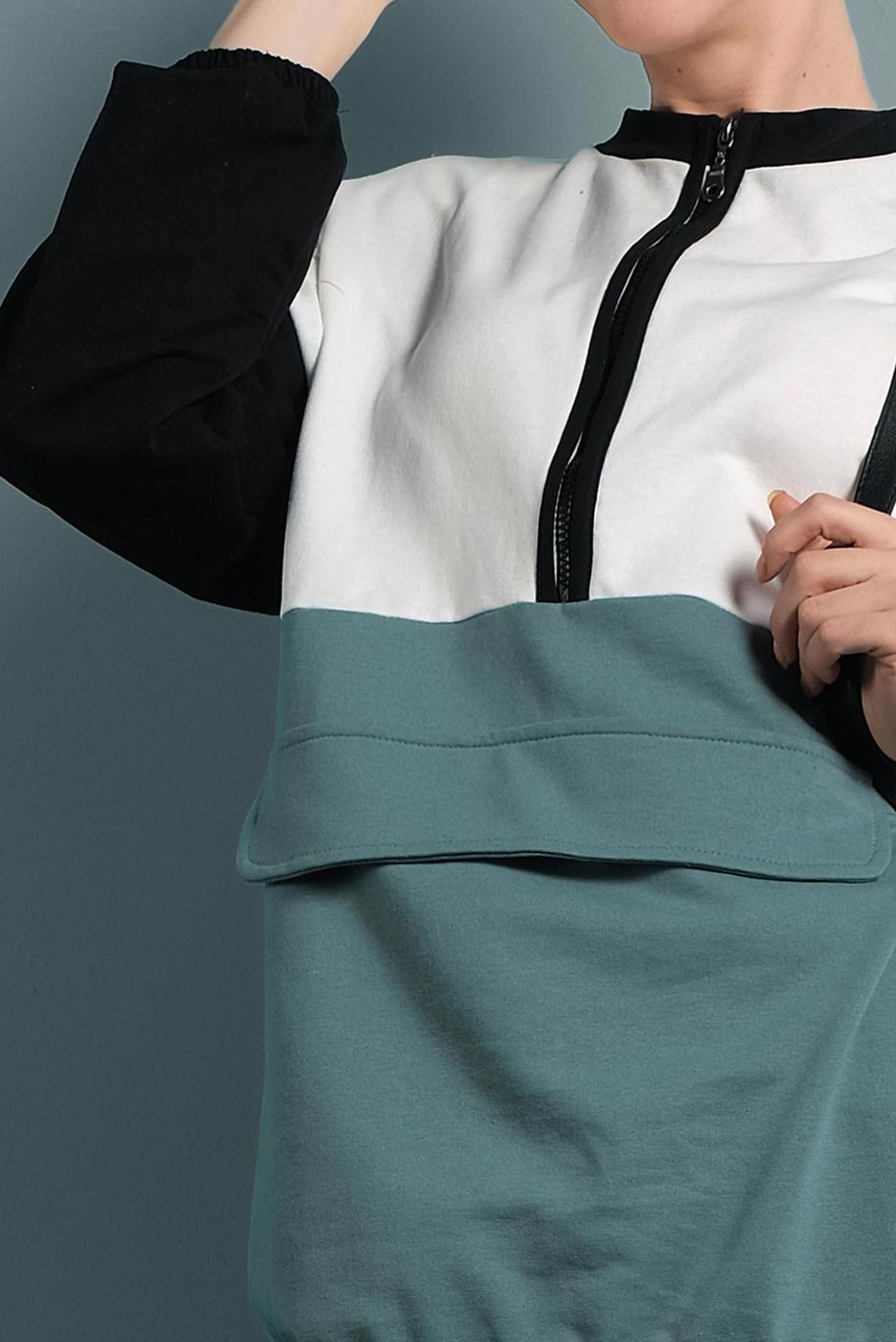 Vêtements hijab VERT TUNIQUE EN SPORT À ZIPPÉ 737 