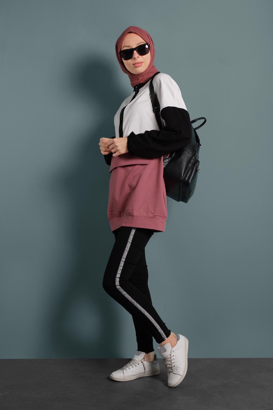 Vêtements hijab ROSE TUNIQUE EN SPORT À ZIPPÉ 737 