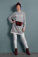 Vêtements hijab GRIS SURVÊTEMENT EN SPORT AVEC INSCRIPTION 877