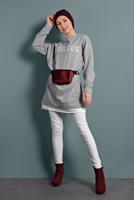 Vêtements hijab GRIS SURVÊTEMENT EN SPORT AVEC INSCRIPTION 877