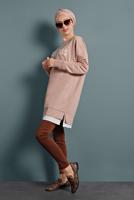 Tesettür giyim PUDRA YAZILI EŞOFMAN TUNİK 877