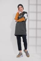 Tesettür giyim GRİ YAZI BASKILI PAMUKLU EŞOFMAN TUNİK 1500