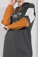 Tesettür giyim GRİ YAZI BASKILI PAMUKLU EŞOFMAN TUNİK 1500