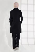 Tesettür giyim SİYAH YAKASI BAĞCIKLI İKİLİ PANTOLONLU EŞOFMAN TAKIM 3155 