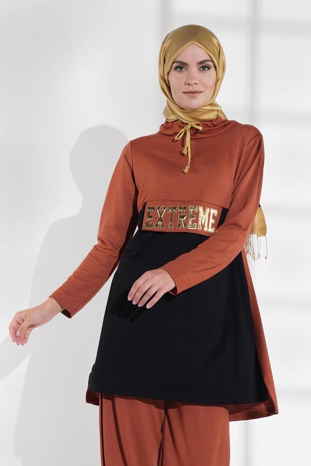 Hijab clothing ORANGE TIE-COLLAR TRACKSUIT 3155  - TRENDTESETTÜR