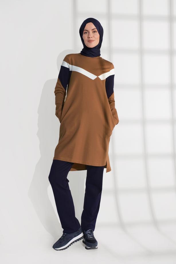 Hijab-Kleidung  CEPLİ PAMUKLU EŞOFMAN TAKIMI 4438 - TRENDTESETTÜR