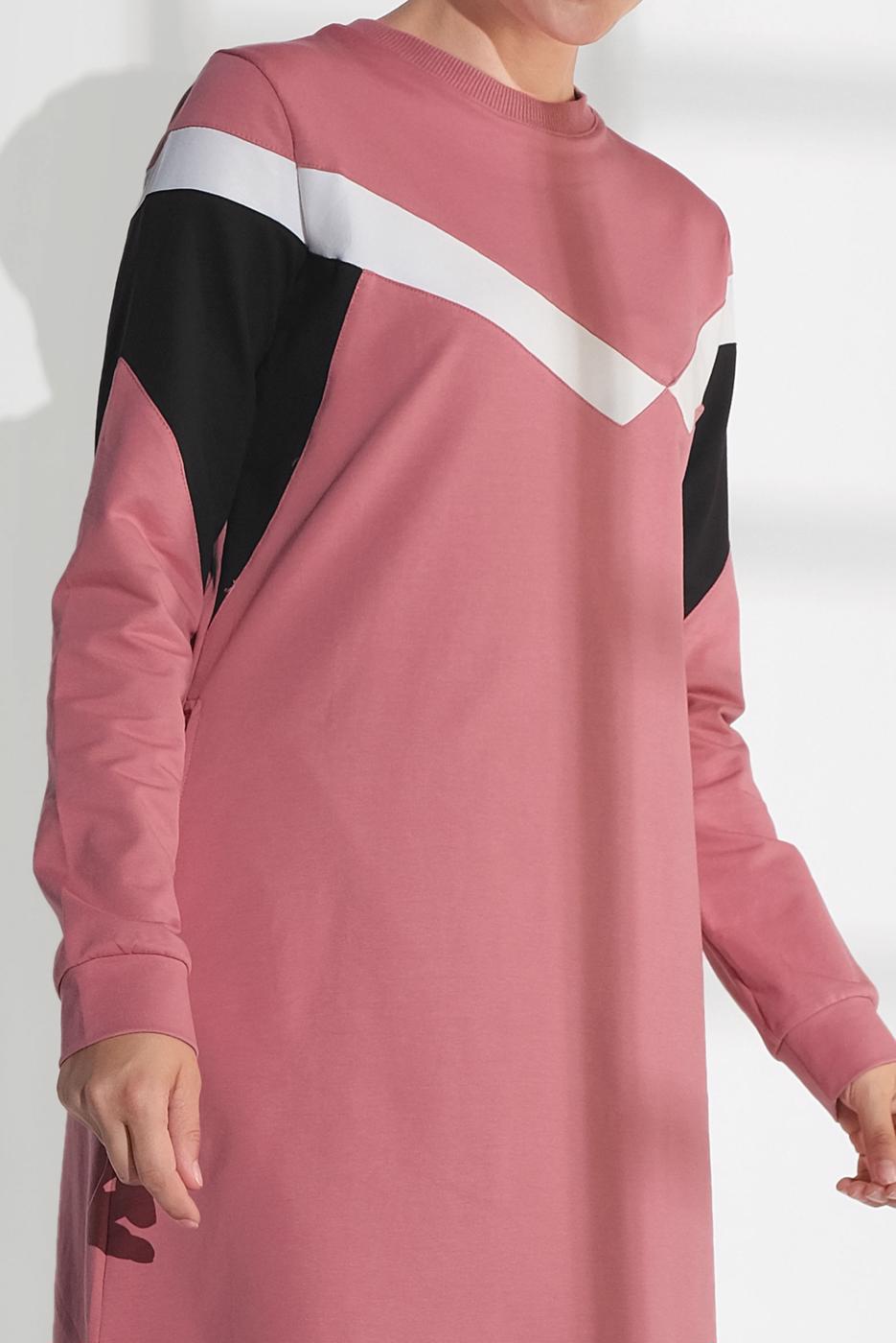 Tesettür giyim PEMBE CEPLİ PAMUKLU EŞOFMAN TAKIMI 4438