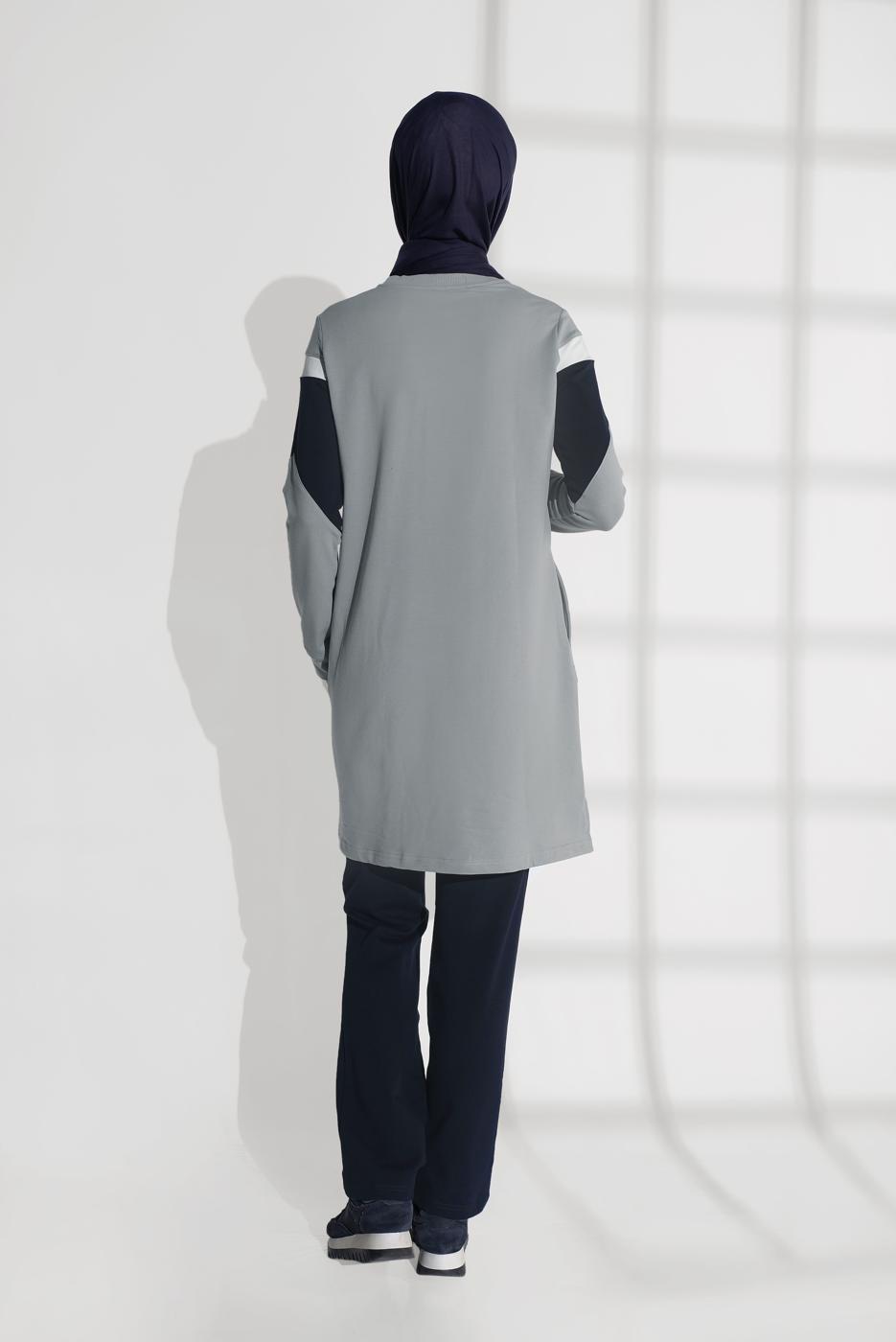 Tesettür giyim YEŞİL CEPLİ PAMUKLU EŞOFMAN TAKIMI 4438