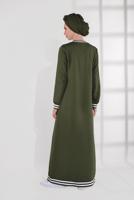 Vêtements hijab KAKI ROBE EN COTTON À PERLES 5113