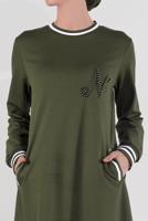 Vêtements hijab KAKI ROBE EN COTTON À PERLES 5113