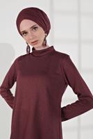 Hijab clothing CLARET RED SHAWL-COLLAR SKIRT SUIT 5705 